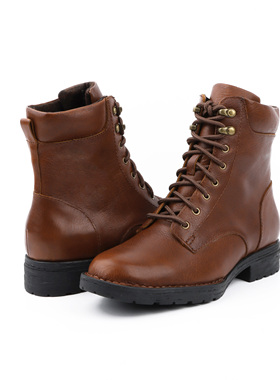 BORN原厂出欧美时尚马丁短靴头层牛皮厚底绑带舒适工装保暖女靴