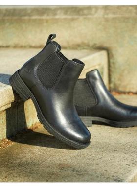 BORN防水短靴纯正出口进口头层牛皮厚底圆头保暖切尔西靴烟筒靴女