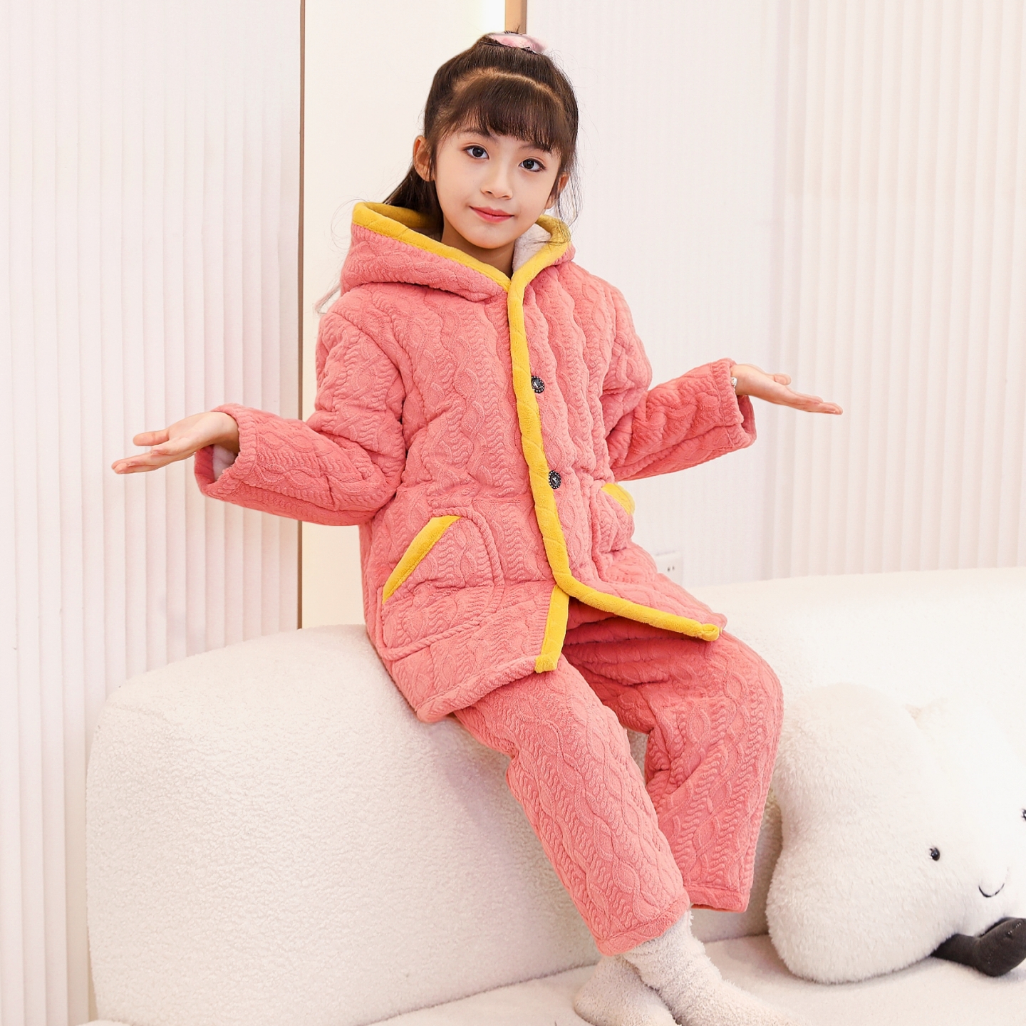 艺佳依休闲加绒冬季保暖睡衣加厚