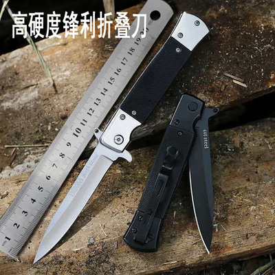 户外折叠刀小刀高硬度防身军刀跳短刀随身开刃切西瓜弹水果刀锋利