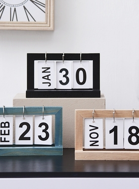 复古创意ins木头日期桌面装饰品