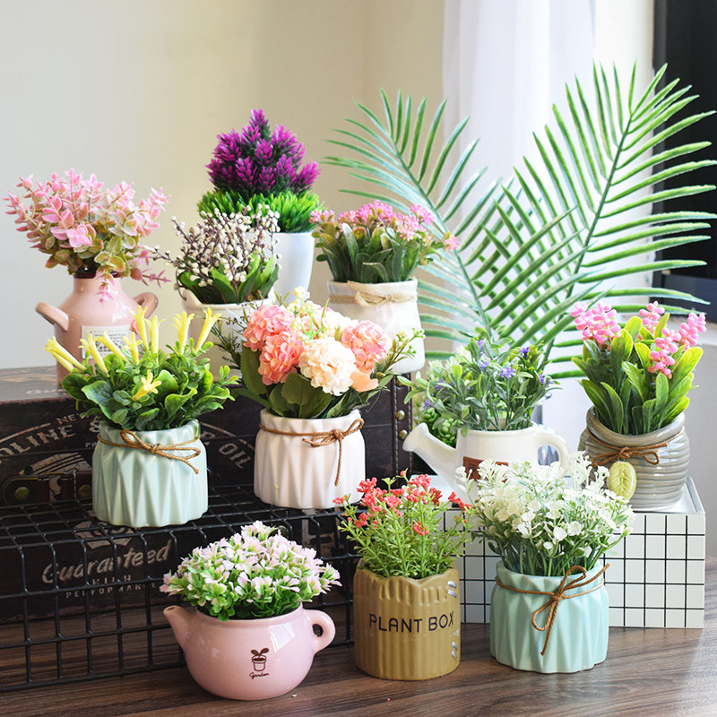 仿真绿植物假花盆栽摆件樱雪球桌面小盆景咖啡馆店铺客厅装饰摆设