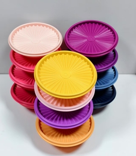 600ml花朵碗保鲜盒 彩色 带盖 海