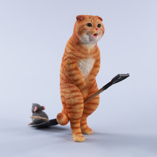 JXK官方正品 1/6卡裆猫橘猫仿真猫咪和小老鼠周边车载桌面小摆件