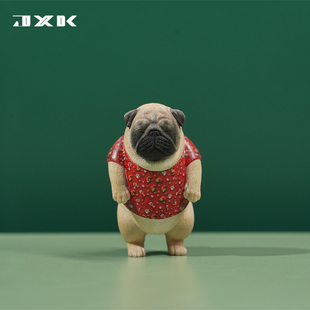 JXK 1/6 东北巴哥 网红花袄棉袄萌宠恶搞狗狗犬模型摆件手办潮玩