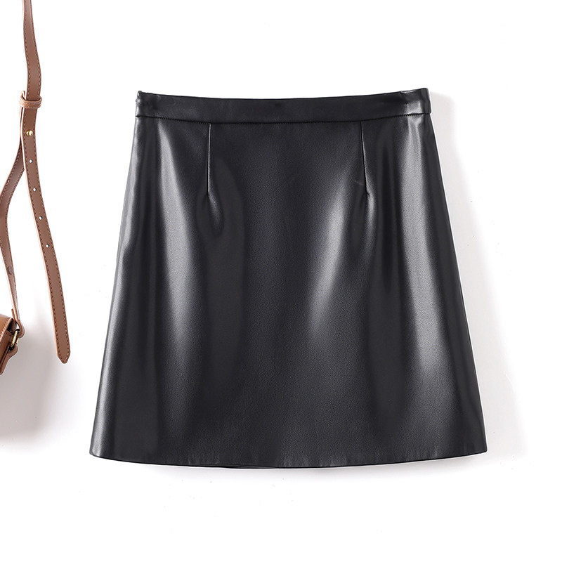 海宁真皮皮裙女2025春秋新款高腰a字裙百搭绵羊皮包臀短裙半身裙