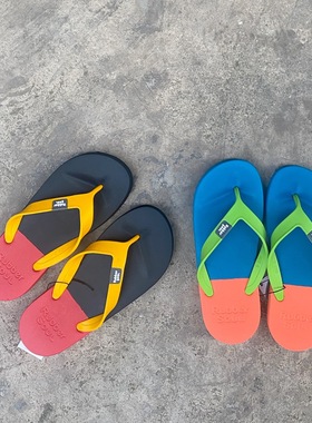 泰国鞋Rubber Soul拼色超软超轻网红人字拖情侣夏日沙滩拖鞋