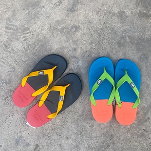 泰国鞋Rubber Soul拼色超软超轻网红人字拖情侣夏日沙滩拖鞋