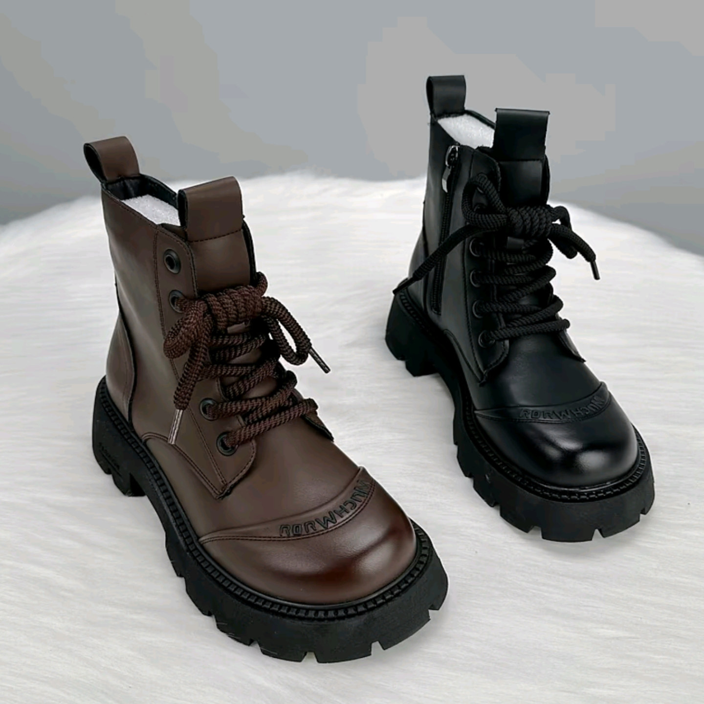 真皮厚底英伦风马丁靴女2025秋冬新款头层牛皮显瘦增高加绒短靴,女鞋,马丁靴,淘宝优惠券,粉丝福利购,淘宝优惠卷