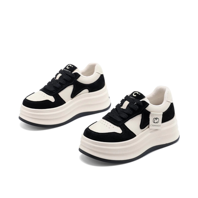 真皮2025年秋冬新款厚底增高休闲鞋女头层牛皮软底松糕运动板鞋