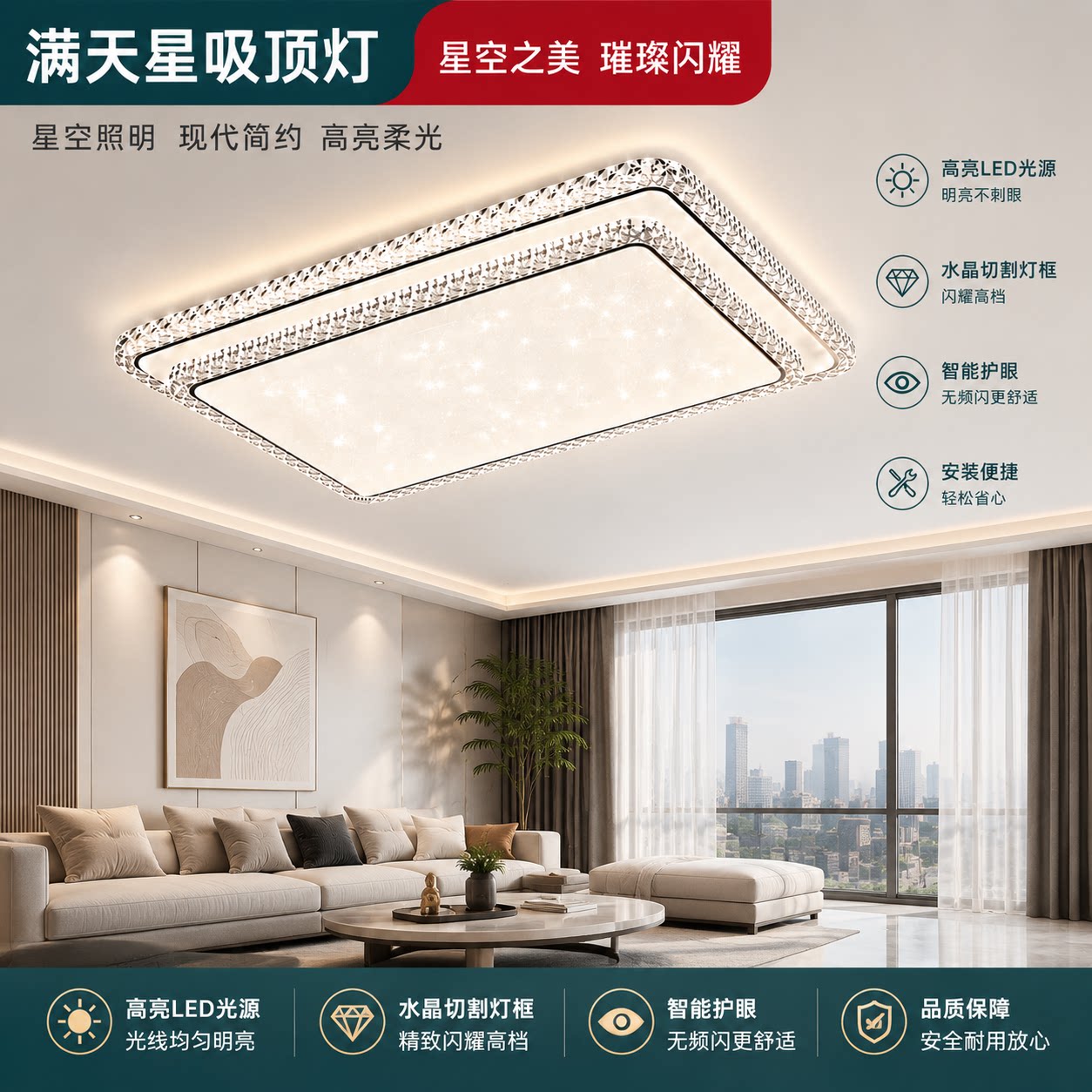 2026新款客厅吸顶灯大气仿水客厅吸顶灯