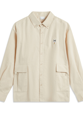 中国李宁休闲衬衫2024新款时尚潮流系列男子宽松翻领外套ASHU547