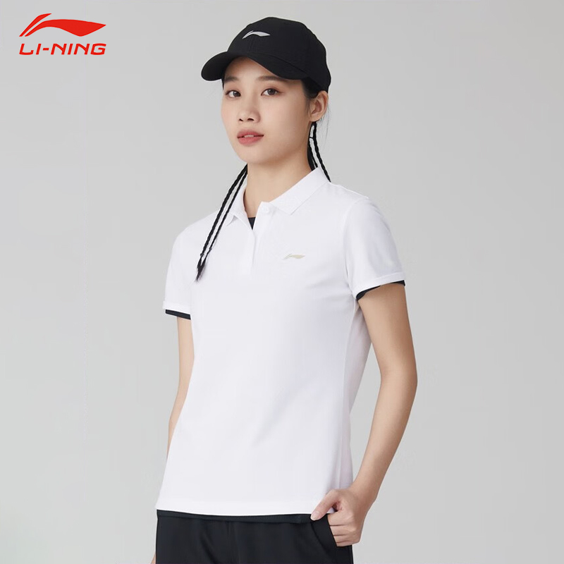 李宁夏季健身系列短袖POLO舒适透气时尚翻领运动上衣女款APLT076
