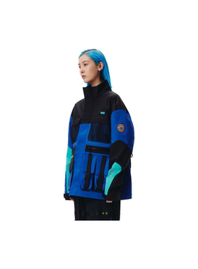 李宁LNG未来玩家系列男女同款可拆卸包袋立领休闲运动风衣FFAC008