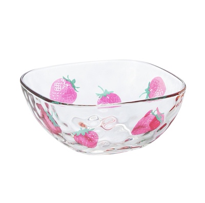 全新现货 日本aderia石冢硝子 水果糖可爱日系方形碗 草莓图案