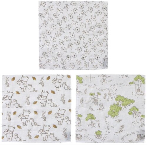 全新现货 日本斯凯达 小熊维尼蚊帐织布厨房抹布3件套 30x30cm