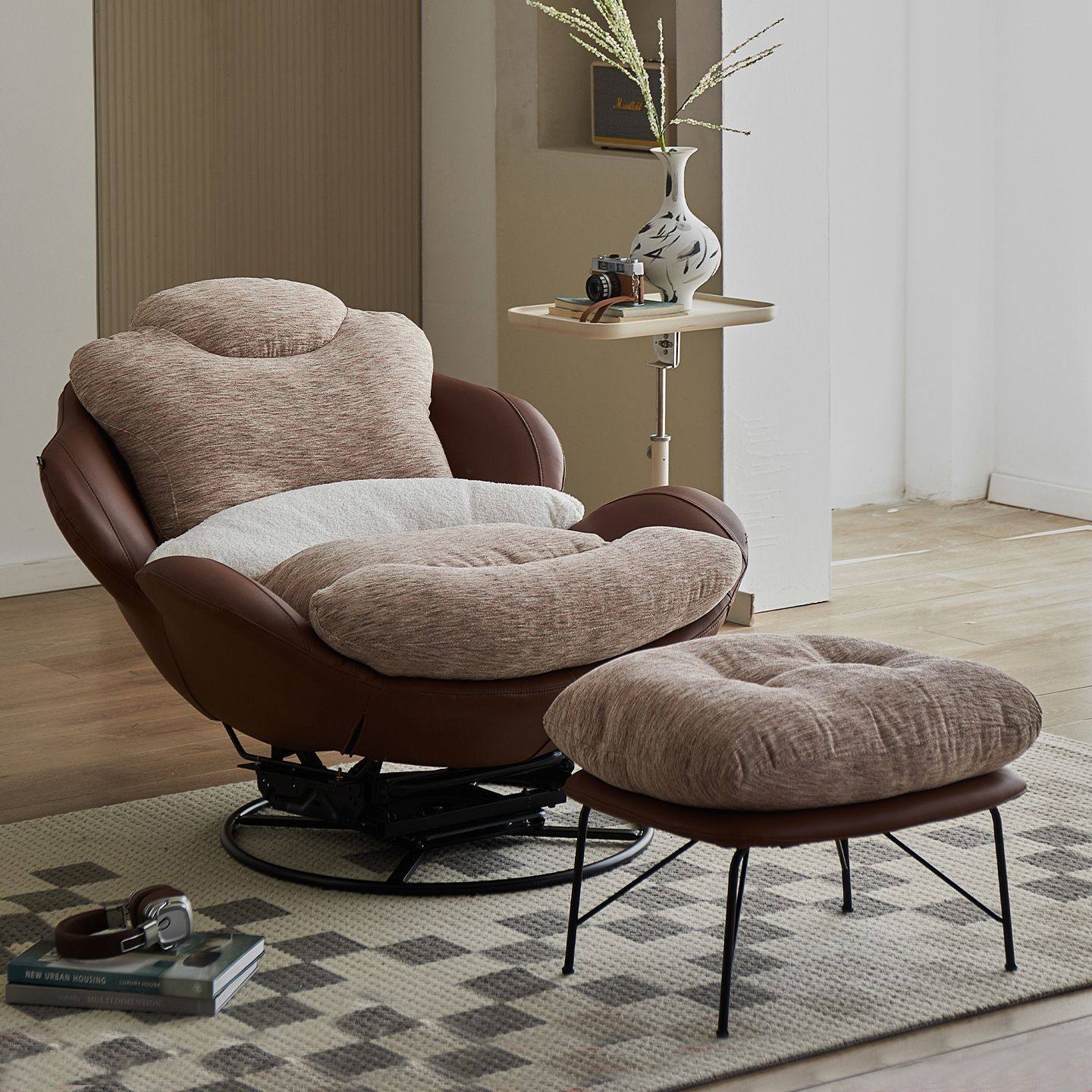 蛋壳摇摇椅客厅阳台休闲懒人单人转椅沙发椅新款真皮躺椅龙虾椅子,住宅家具,沙发椅,淘宝优惠券,粉丝福利购,淘宝优惠卷