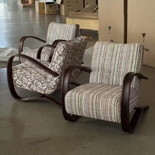 实木复古单人沙发椅伯克休闲椅客厅阳台卧室家居单椅家具设计师