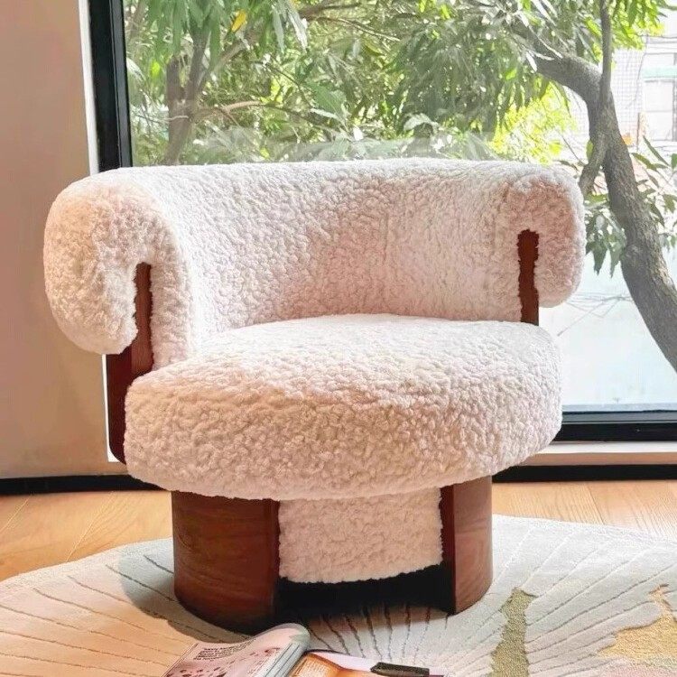 复古奶油风旋转单人沙发椅设计师极中古椅卧室休闲椅客厅懒人椅,住宅家具,沙发椅,淘宝优惠券,粉丝福利购,淘宝优惠卷