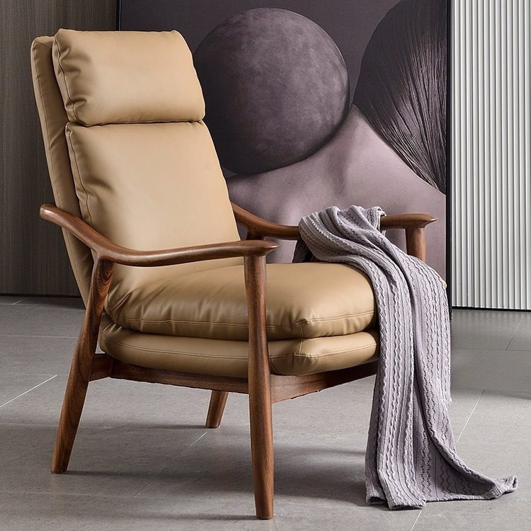 北美黑胡桃木休闲椅现代简约客厅懒人靠背沙发椅阳台单人躺椅,住宅家具,沙发椅,淘宝优惠券,粉丝福利购,淘宝优惠卷