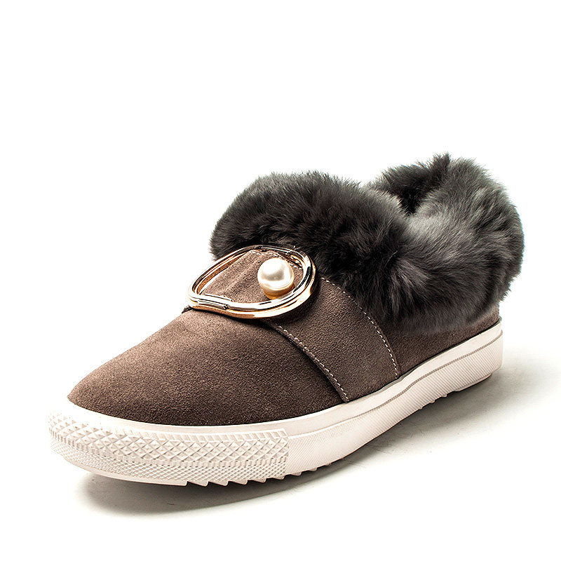 羊毛加厚棉鞋女懒人套脚真皮板鞋休闲兔毛毛牛皮厚底平SF74112007,女鞋,休闲板鞋,淘宝优惠券,粉丝福利购,淘宝优惠卷