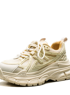 厚底老爹鞋子休闲女运动时尚百搭米白色水台中坡跟绑带MD32112001