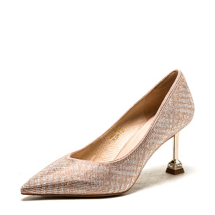 闪闪水钻高跟鞋 尖头真皮内里舒适百搭MD33111003 子女结婚新娘单鞋