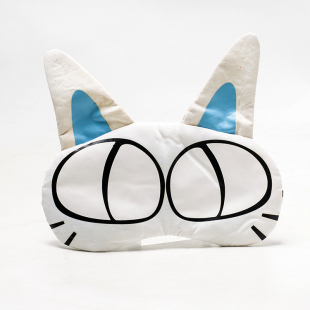 卡通猫咪耳朵眼罩白色布料织物卡通印花松紧带遮光睡SF6441001440