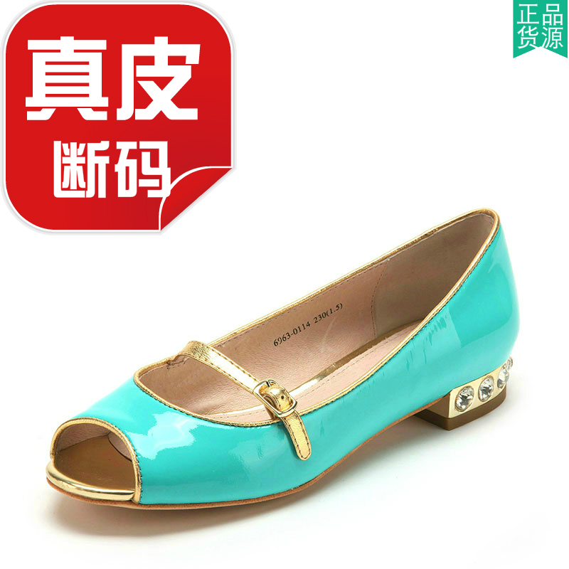 鱼嘴方跟镶钻春秋甜美风玛丽珍鞋
