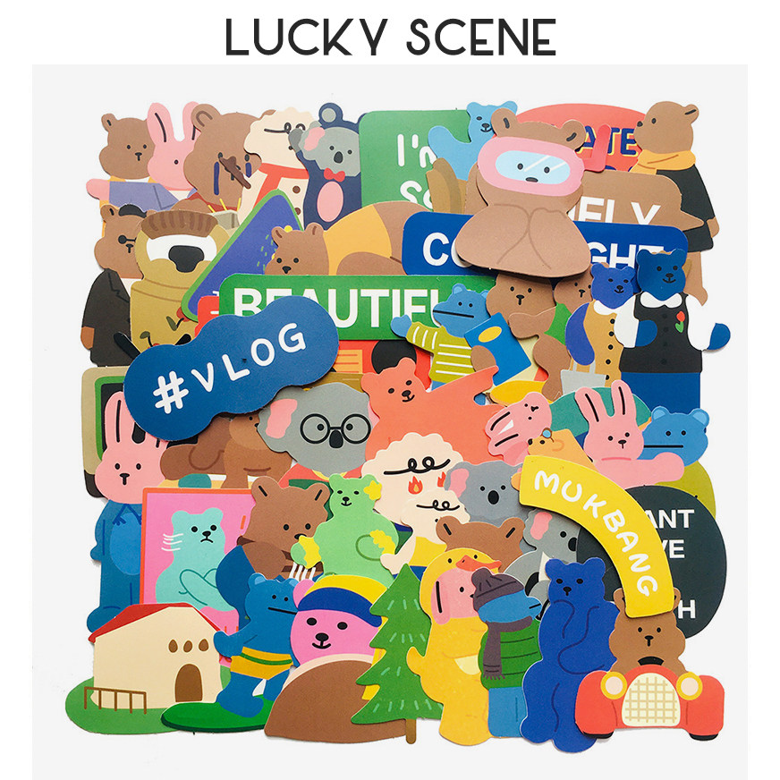 【吉祥道具】卡通彩色小熊考拉贴纸  防水行李箱贴画手账粘纸装饰