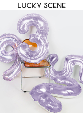 【吉祥道具】数字气球紫色主题儿童生日派对拍照道具水晶铝箔周岁