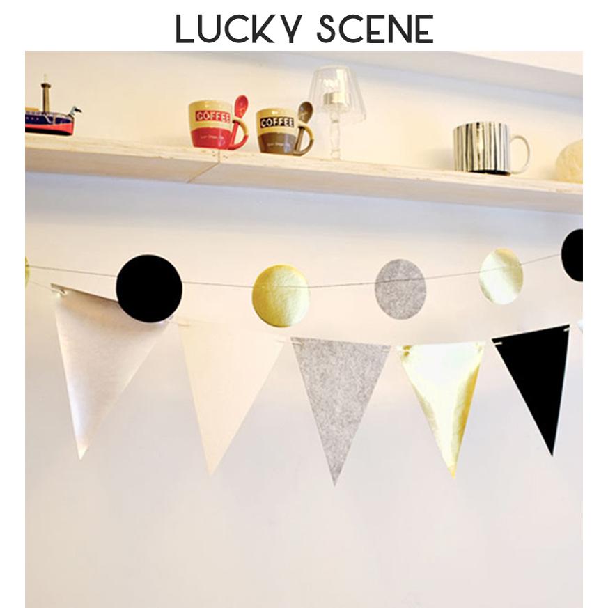 金银黑毛毡旗户外露营三角圆片彩旗拉旗布置场地装饰