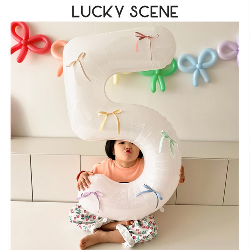 【吉祥道具】女孩生日气球装扮蝴蝶结飘带丝带配件装饰数字气球