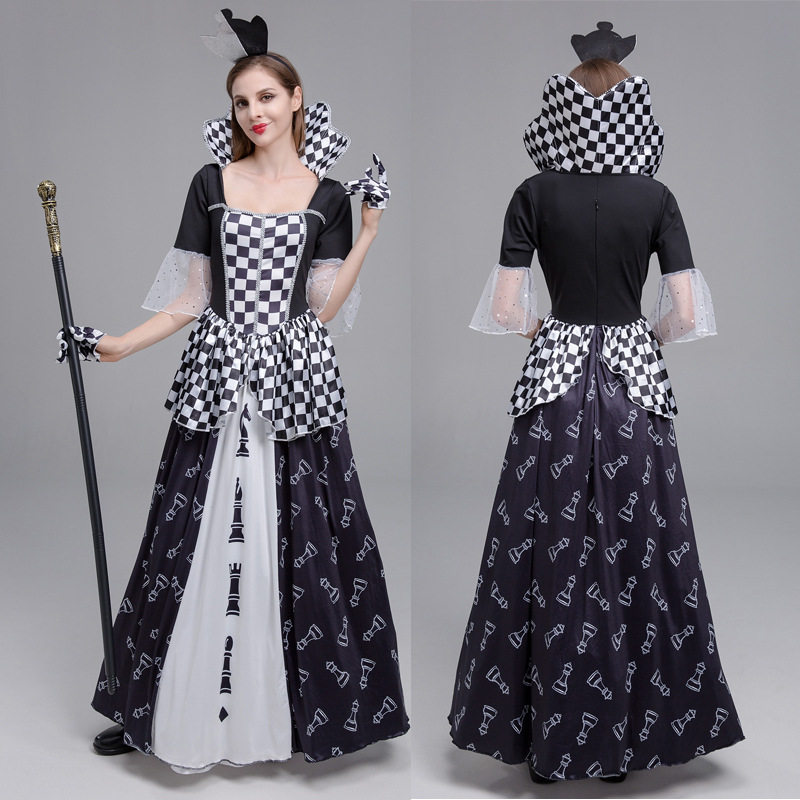 爱丽丝仙境桃心皇后cos服装复古宫廷万圣节白雪公主毒皇后角色服
