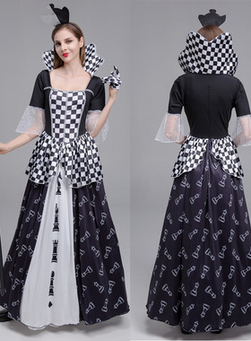 爱丽丝仙境桃心皇后cos服装复古宫廷万圣节白雪公主毒皇后角色服