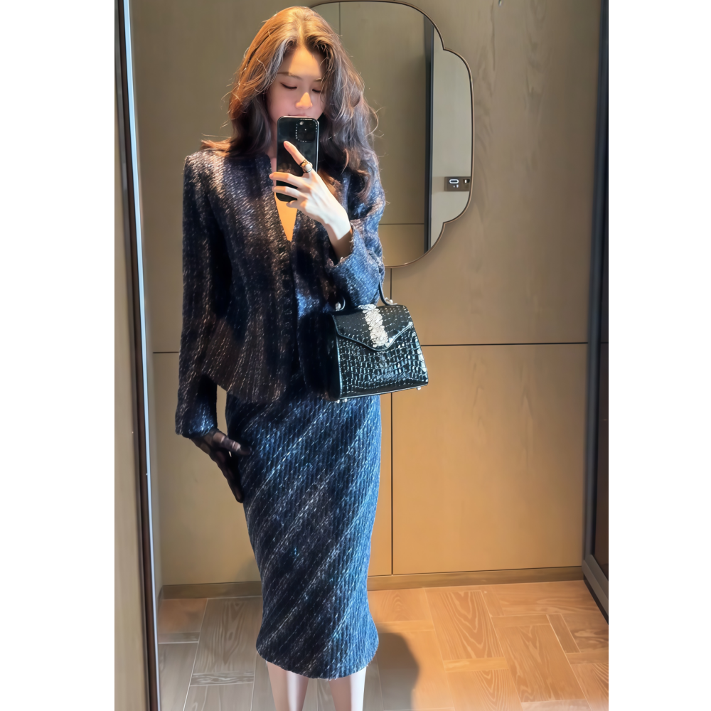 爆款小香风外套半身裙两件套女装