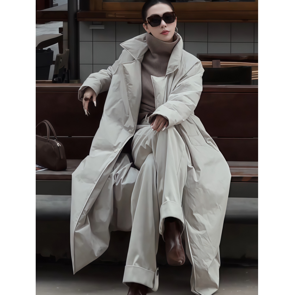 白色工装保暖羽绒服外套女装