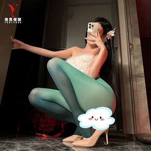 一线裆窄腰丝袜欧美渐变高弹连裤袜超薄美腿丝袜拼接彩色