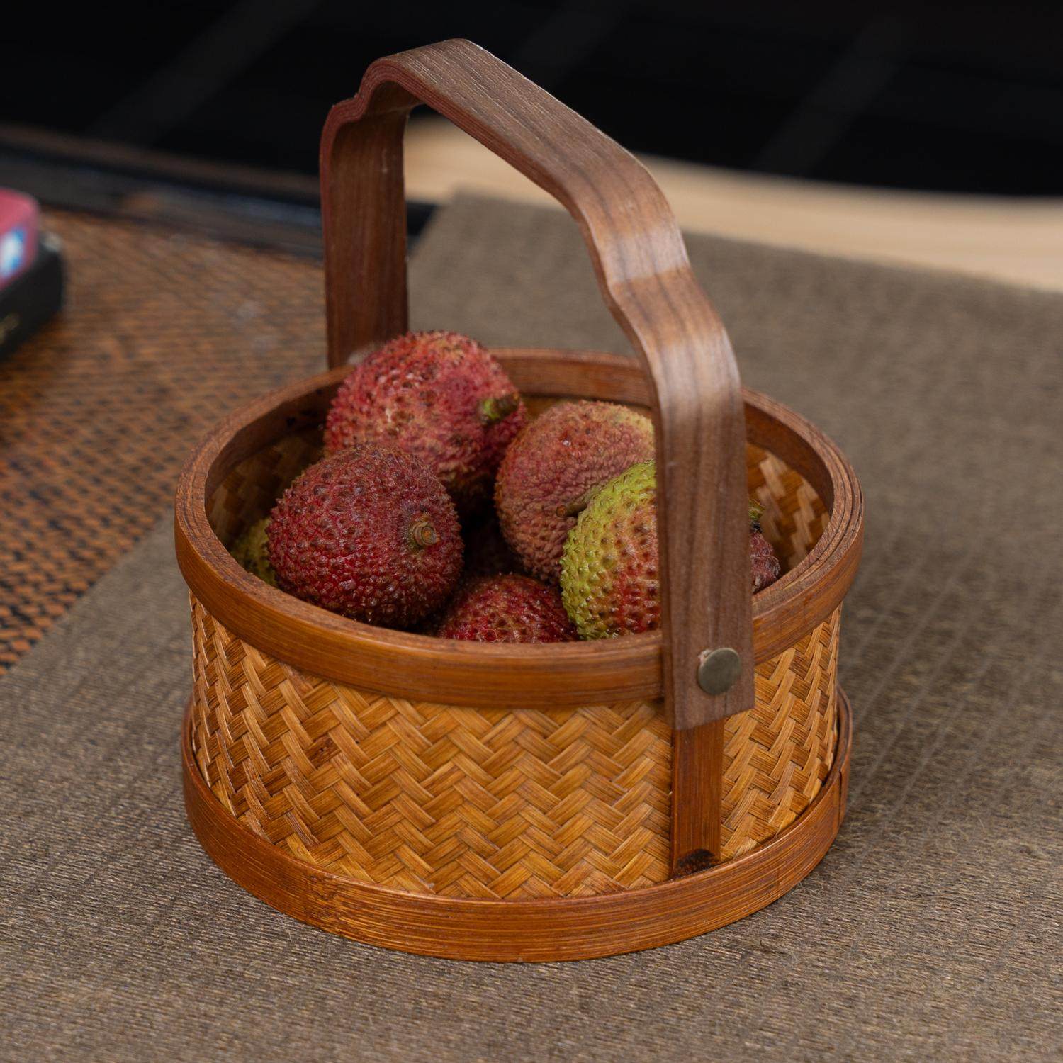 天然纯手工手提竹编水果篮果盘果盆零食盘收纳盘家用吧台中式复古,餐饮具,果盆/果盘/果篮,淘宝优惠券,粉丝福利购,淘宝优惠卷