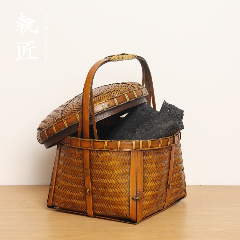 复古提拿碳盒便携炭斗手工竹编带盖出游野外旅行炭篓炭笼炭盒中式,餐饮具,茶道/零配,淘宝优惠券,粉丝福利购,淘宝优惠卷