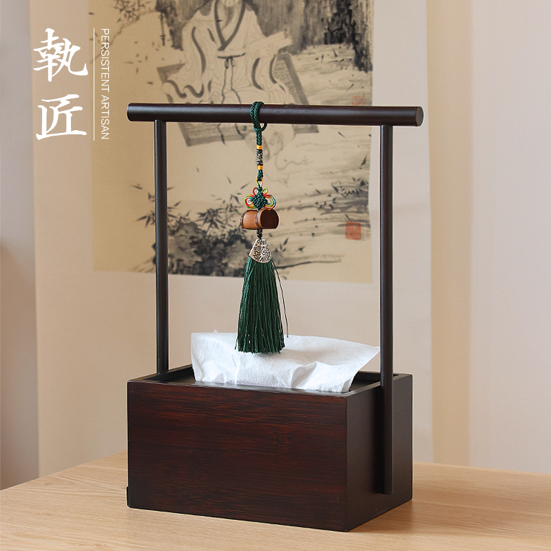 竹制餐厅茶几创意长方形纸巾盒