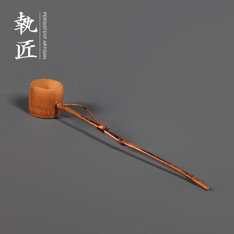 天然竹制绕枝长柄茶勺水勺打洒提勺子水舀加长酒勺酒提子家用浇花