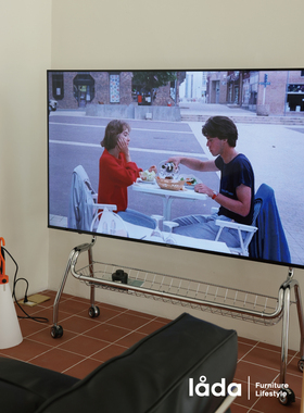 多匣lada普雷特电视支架|金属带轮可移动客厅家用显示器支架挂架