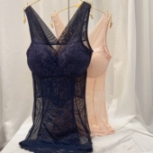 韩单超薄收腹性感塑身衣无钢圈聚拢托胸侧收免穿文胸一体式 长背心