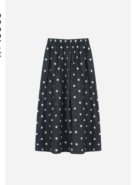 COCOLAN【蜗牛】100亚麻波点刺绣半身裙半裙Q61BQ2010