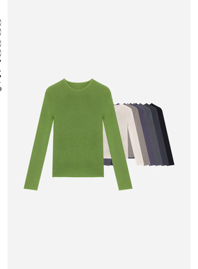 COCOLAN【青苹果-扬子纱】100绵羊毛亲肤圆领上衣修身内搭针织衫