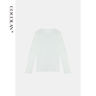 纯色打底女白色长袖 COCOLAN 新款 春季 T恤CL1TX5239 奶芙