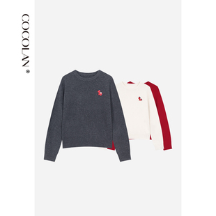 COCOLAN【小马驹】100绵羊毛小马标针织套头毛衣女CL8MY6382