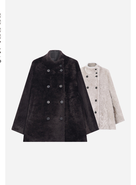 COCOLAN【莫伊】拉贡羊羔毛羊皮毛一体皮草外套女CL8WT5070