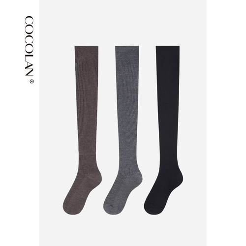 COCOLAN【双针羊毛过膝袜】绵羊毛打底袜连脚打底裤加厚CL6W6672